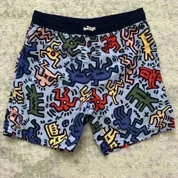 Lacoste x Keith Haring All Over Print 5.5" Swim Shorts - Picture 1 of 5